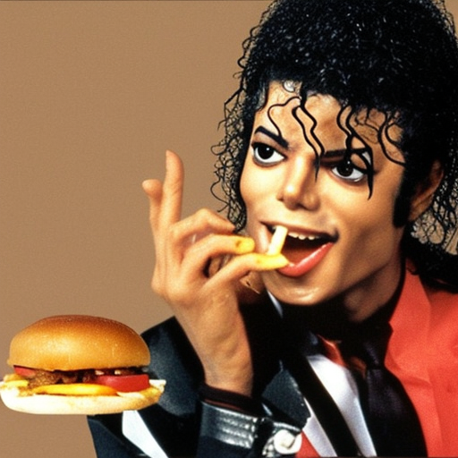 Michael eating a burger