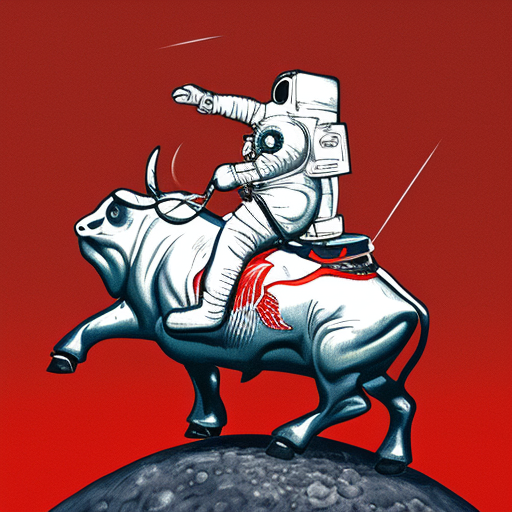 Astronaut riding the bull.